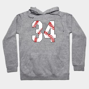 Baseball Number 34 #34 Baseball Shirt Jersey Favorite Player Biggest Fan Hoodie